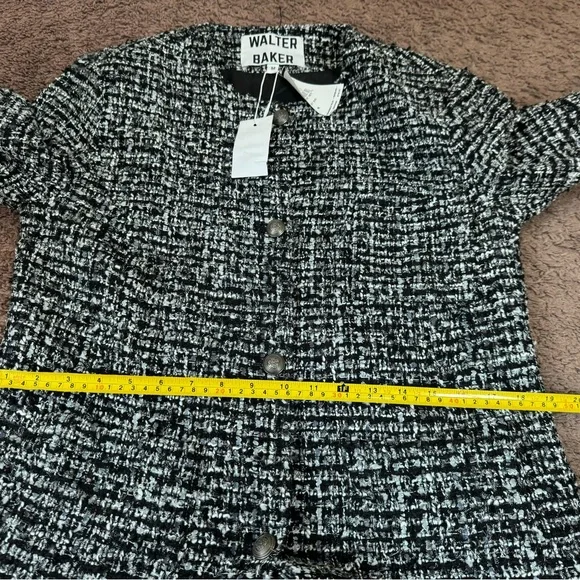 Walter Baker Bryson Tweed Jacket Blazer Boucle Black White Long Line M NEW $248 - Picture 10 of 10